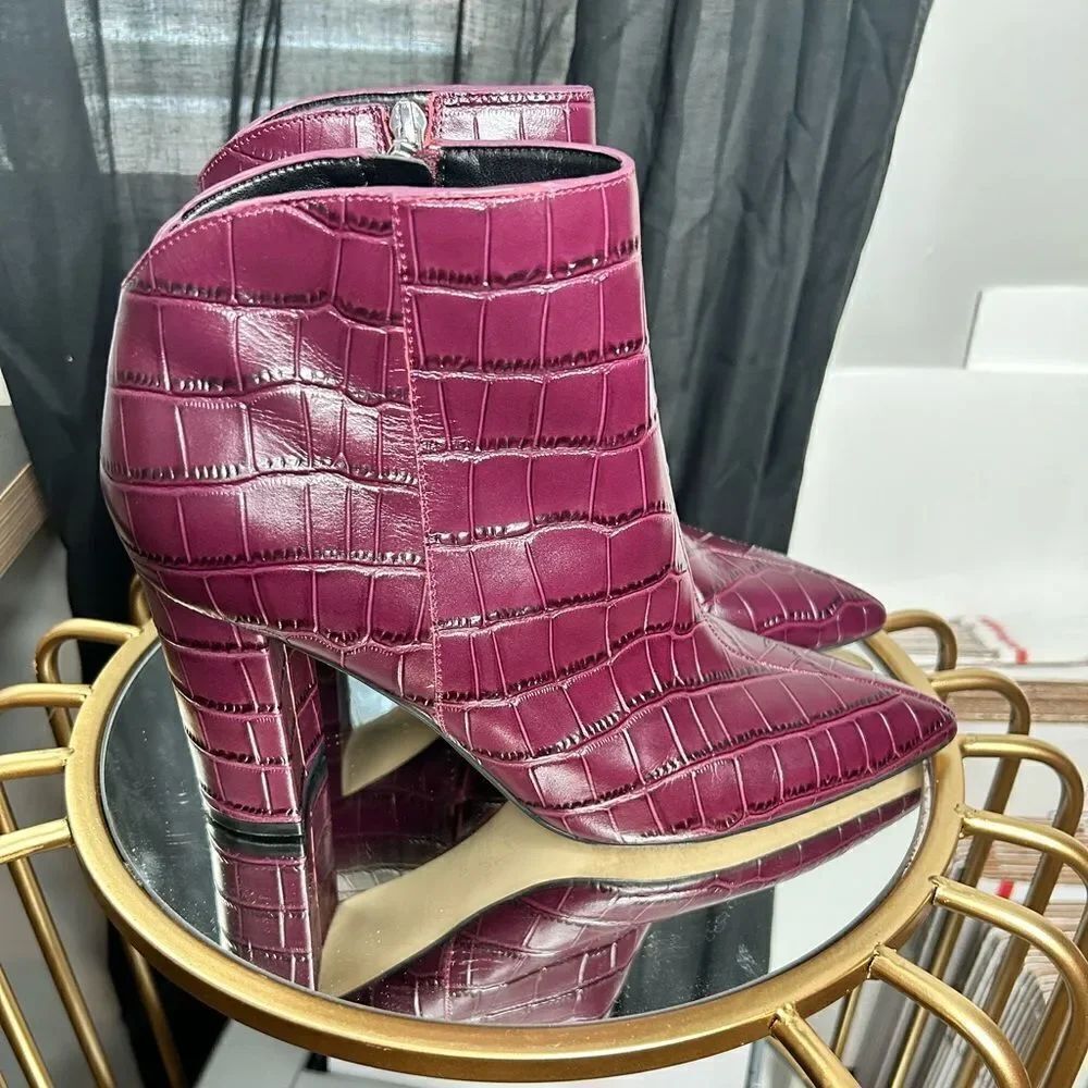 Marc Fisher Unno Croc Pointed Toe Bootie